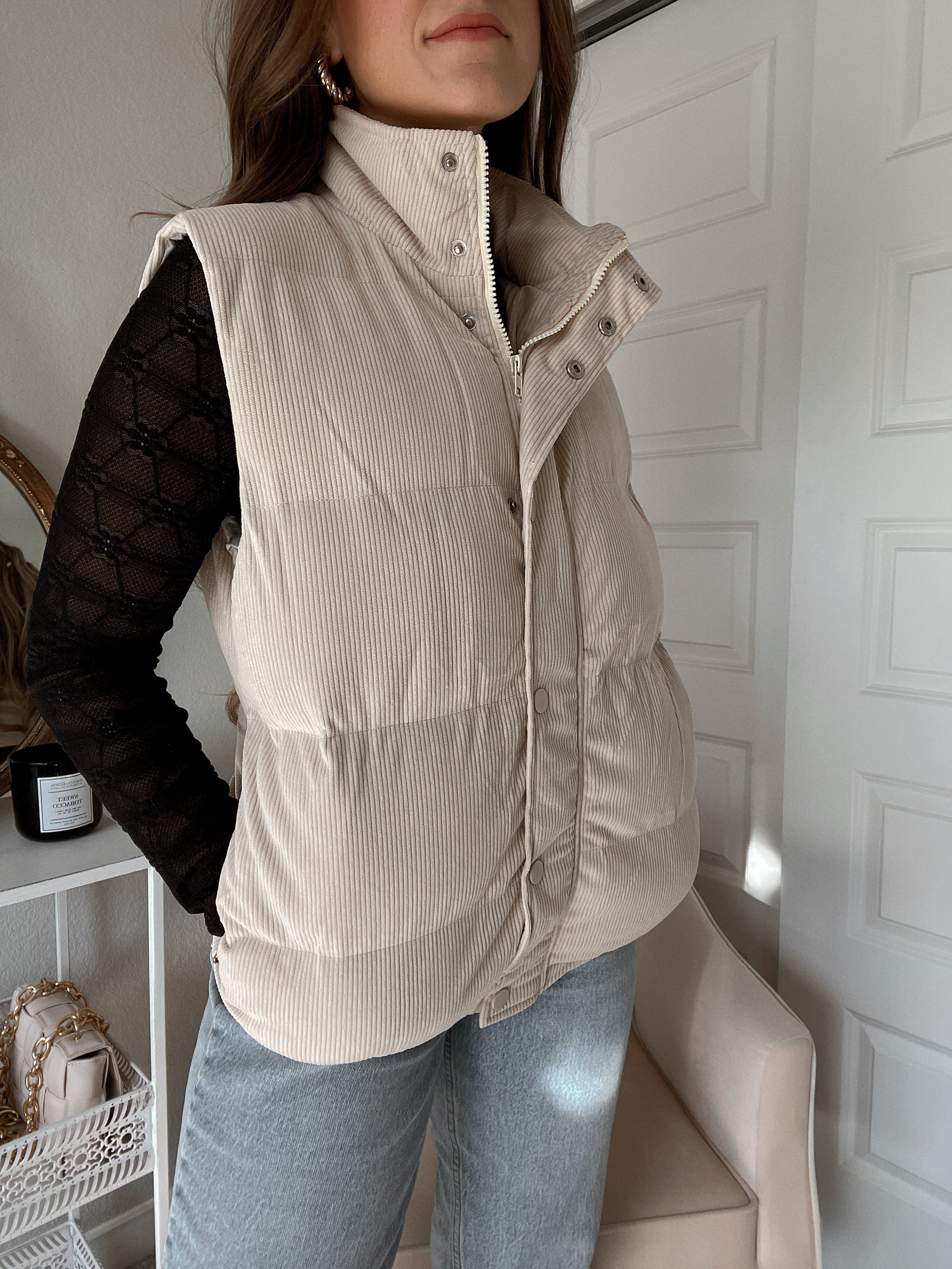 Taupe puffer vest new arrivals