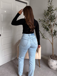 Hayes Long Sleeve Micro-Ribbed Henley Top (Black)