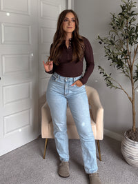 Hayes Long Sleeve Micro-Ribbed Henley Top (Espresso)