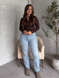 Hayes Long Sleeve Micro-Ribbed Henley Top (Espresso)