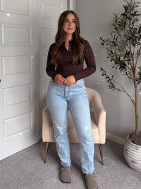 Hayes Long Sleeve Micro-Ribbed Henley Top (Espresso)