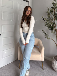 Hayes Long Sleeve Micro-Ribbed Henley Top (Natural)