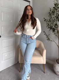 Hayes Long Sleeve Micro-Ribbed Henley Top (Natural)