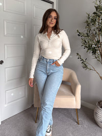 Hayes Long Sleeve Micro-Ribbed Henley Top (Natural)