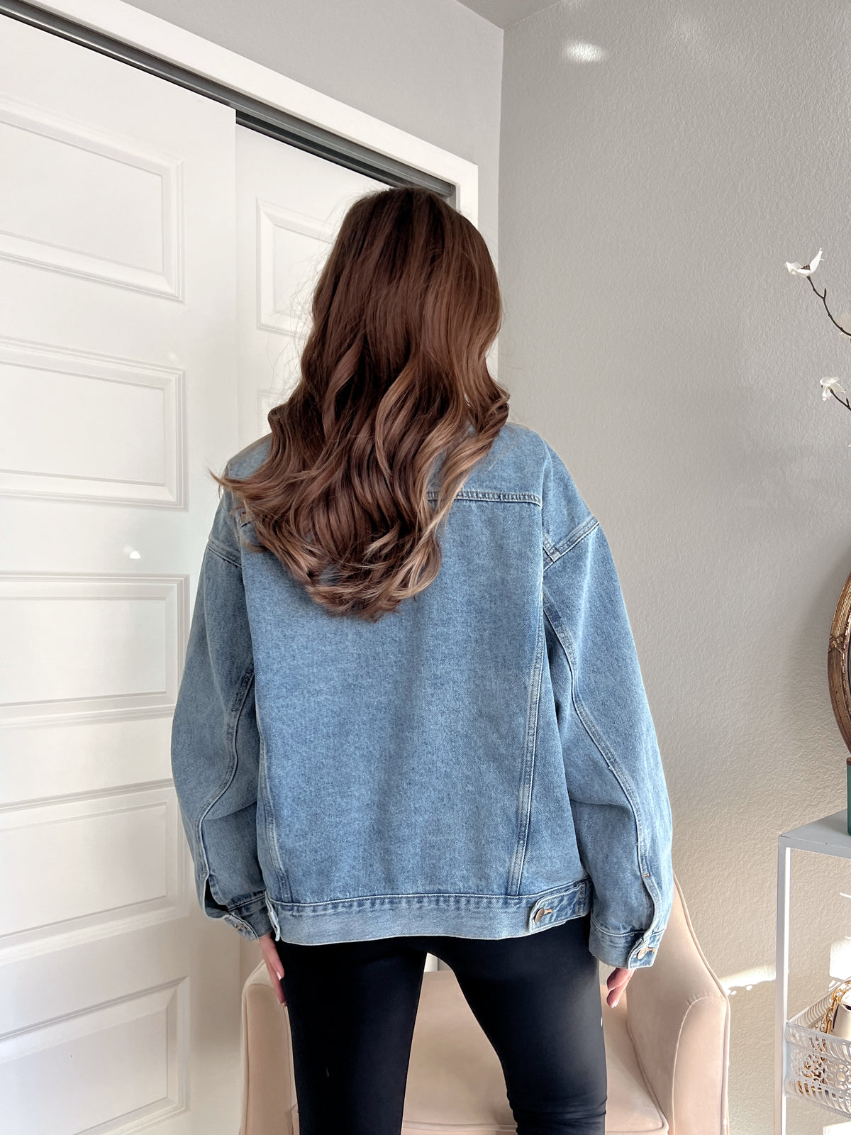 Iris Boxy Cut Oversized Denim Jacket (Medium) | La Belle Boutique: Neutral Women's Online Clothing Boutique