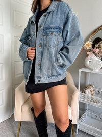 Iris Boxy Cut Oversized Denim Jacket (Medium) | La Belle Boutique: Neutral Women's Online Clothing Boutique