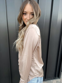 Penelope Satin Button Down Blouse (Nude) | La Belle Boutique: Trendy Women's Online Clothing BoutiquePenelope Satin Button Down Blouse (Nude) | La Belle Boutique: Trendy Women's Online Clothing Boutique