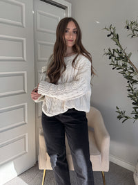 Adeline Chenille Cable Knit Sweater (Ivory)