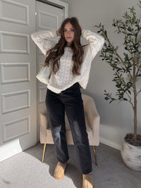 Adeline Chenille Cable Knit Sweater (Ivory)
