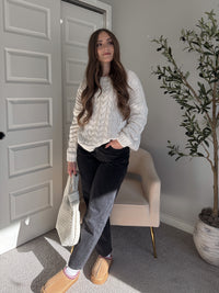 Adeline Chenille Cable Knit Sweater (Ivory)