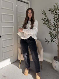 Adeline Chenille Cable Knit Sweater (Ivory)