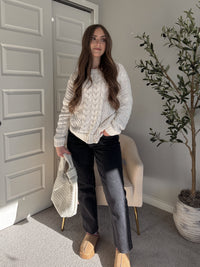 Adeline Chenille Cable Knit Sweater (Ivory)