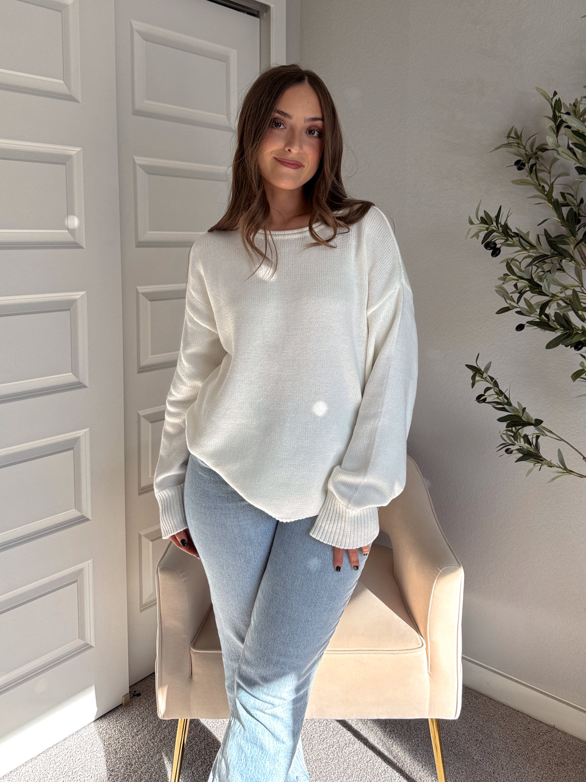 Ashbury Oversized Roll Neck Pullover Sweater (Cream)