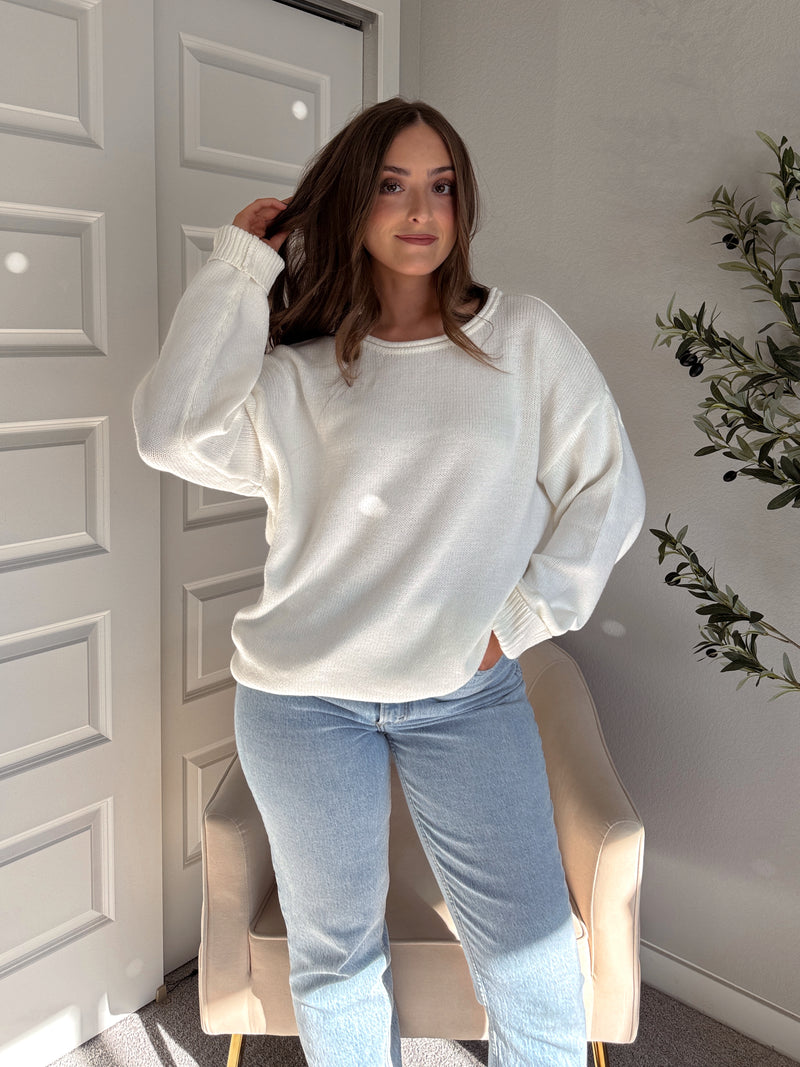 Ashbury Oversized Roll Neck Pullover Sweater (Cream)