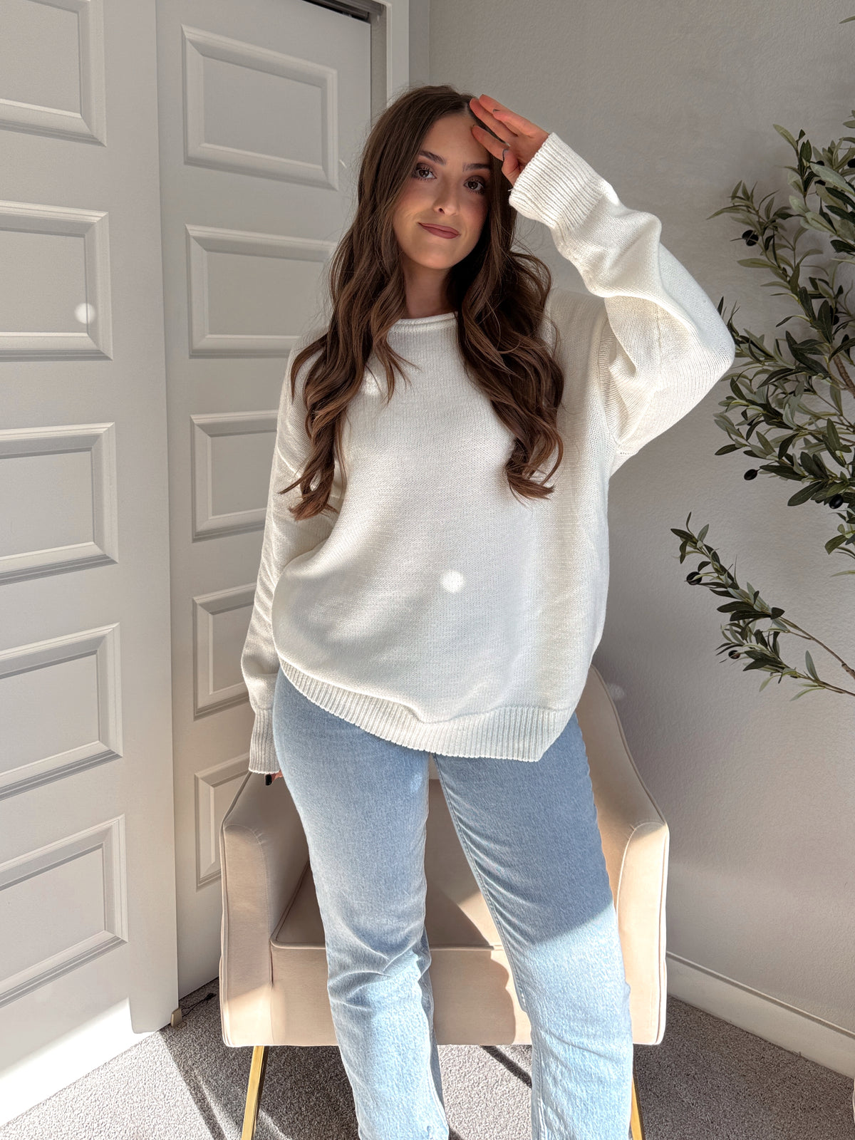 Ashbury Oversized Roll Neck Pullover Sweater (Cream)