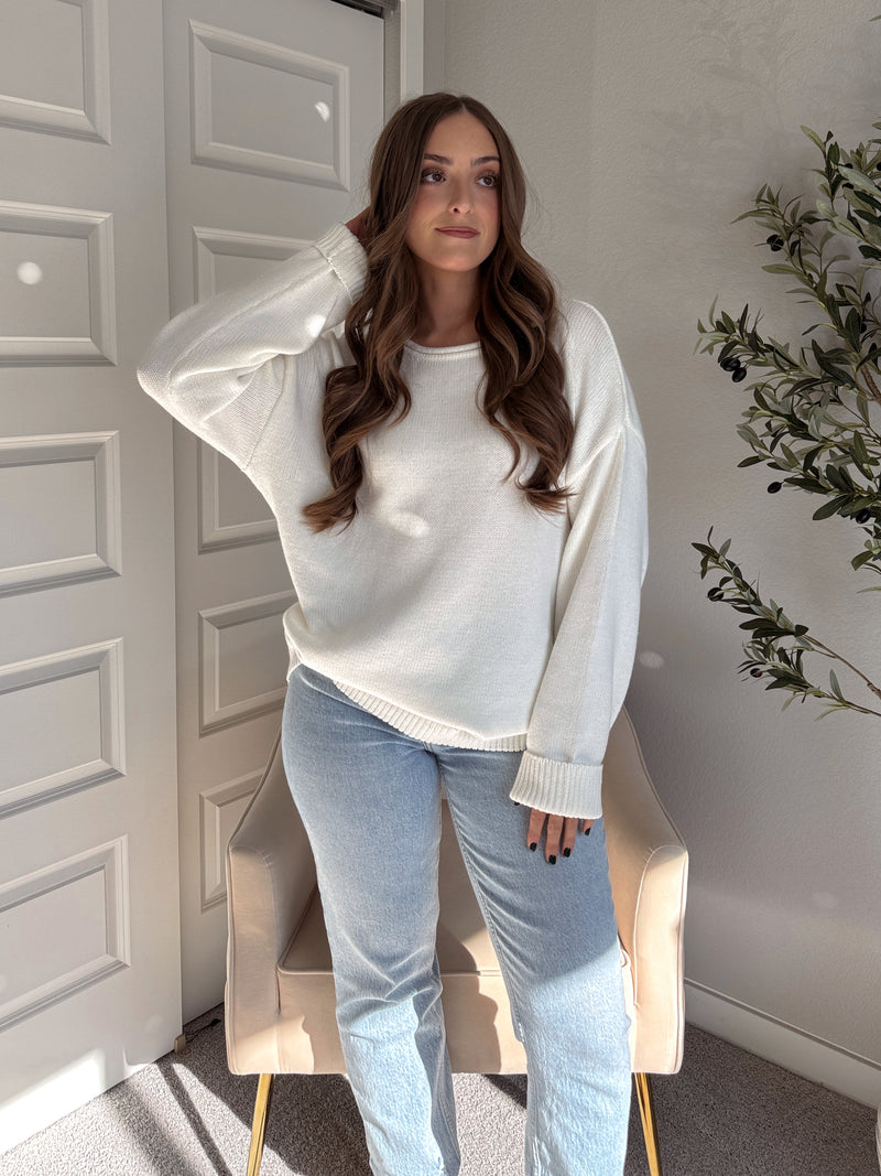 Ashbury Oversized Roll Neck Pullover Sweater (Cream)