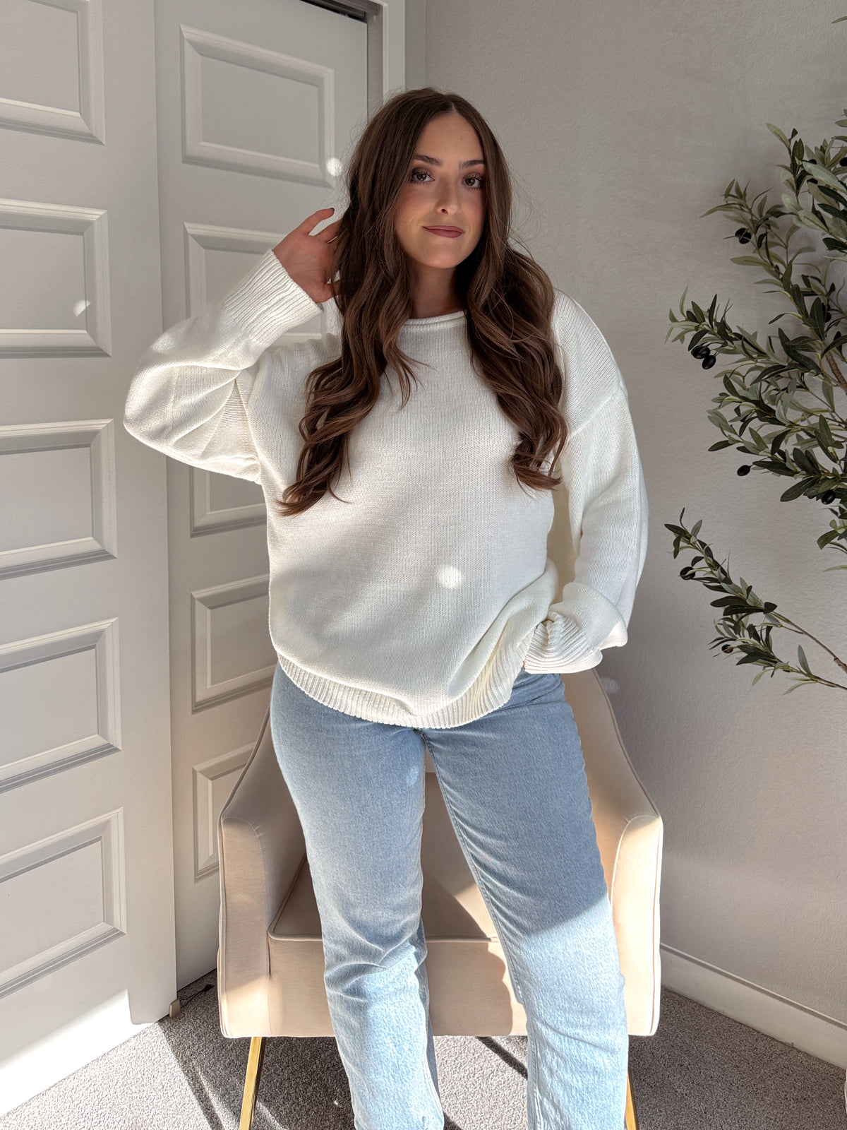 Ashbury Oversized Roll Neck Pullover Sweater (Cream)