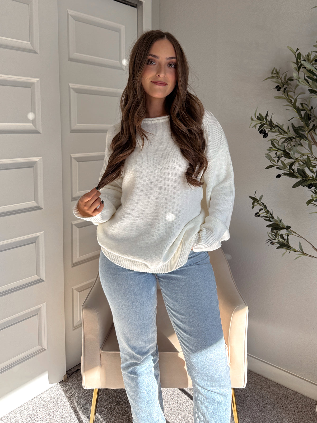 Ashbury Oversized Roll Neck Pullover Sweater (Cream)