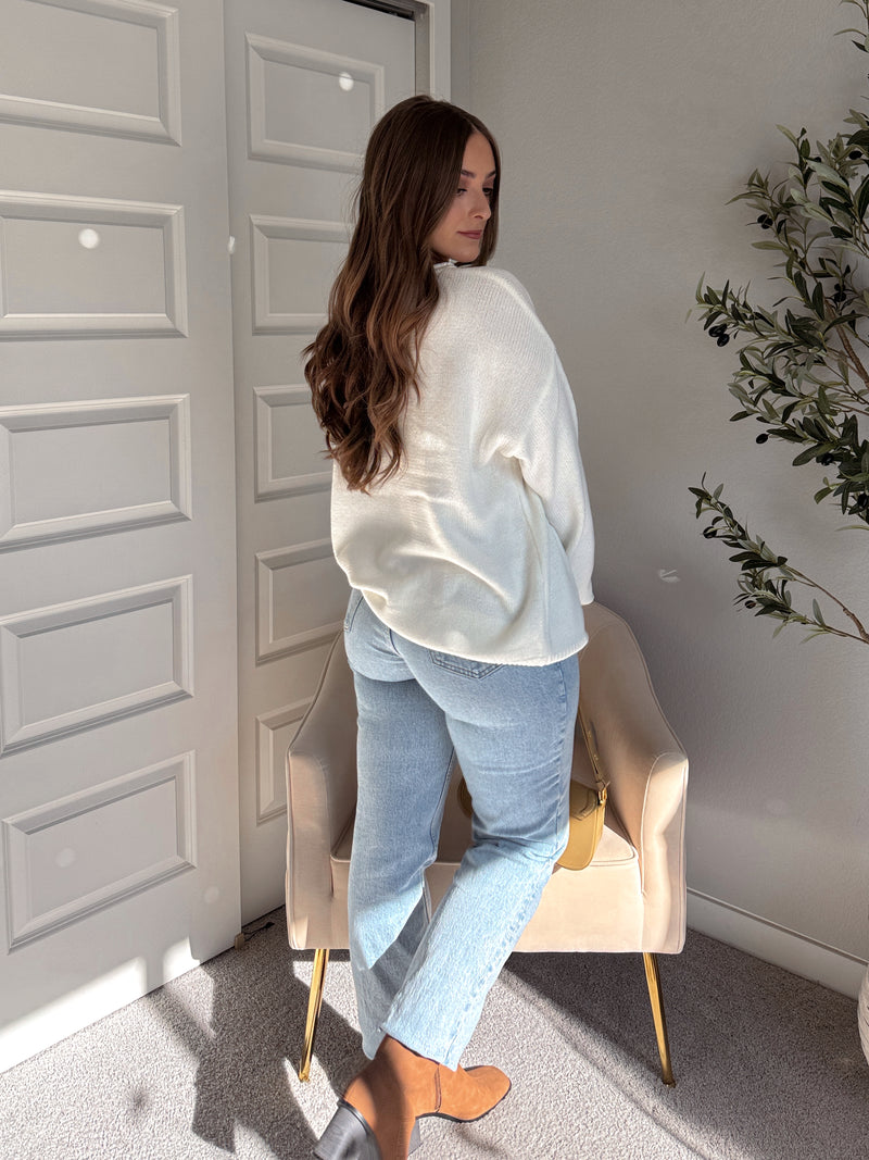 Ashbury Oversized Roll Neck Pullover Sweater (Cream)