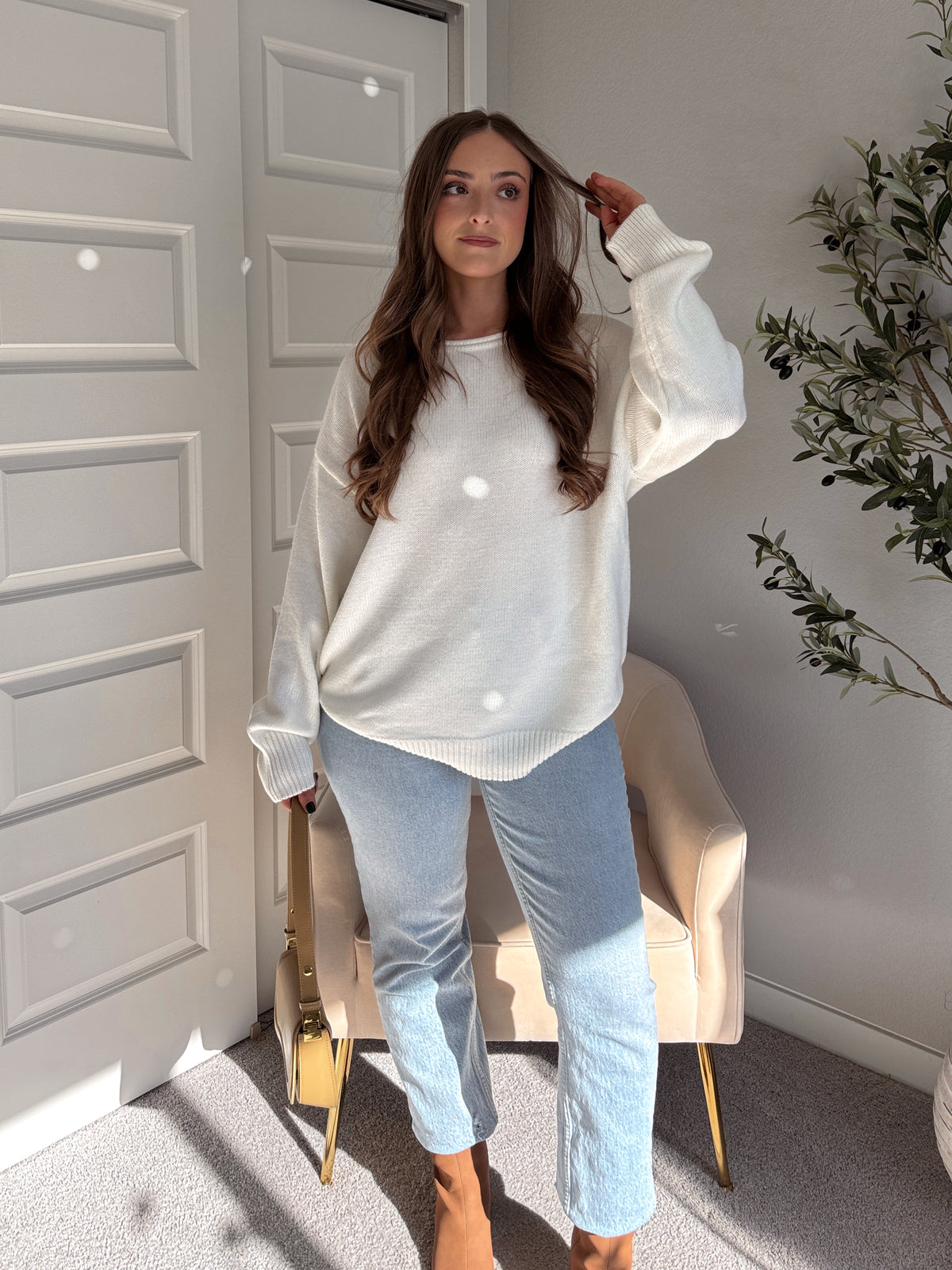 Ashbury Oversized Roll Neck Pullover Sweater (Cream)