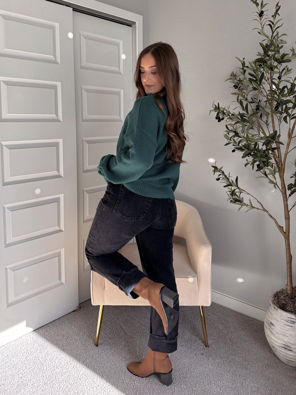 Ashbury Oversized Roll Neck Pullover Sweater (Deep Green)