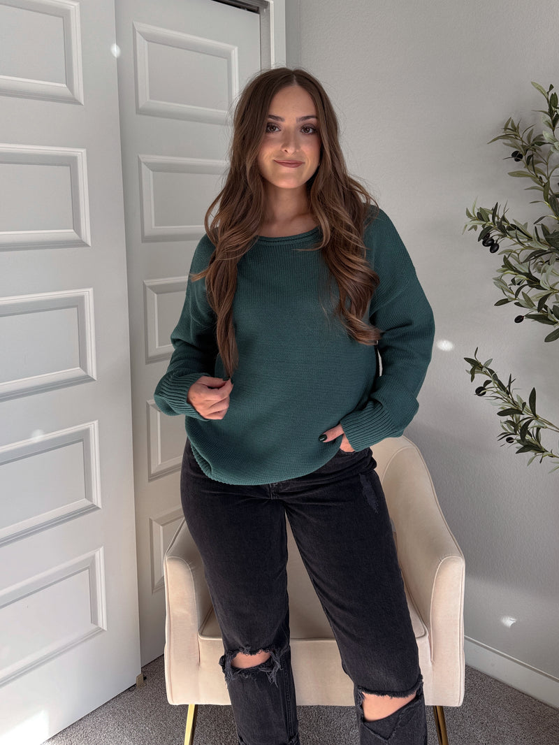 Ashbury Oversized Roll Neck Pullover Sweater (Deep Green)