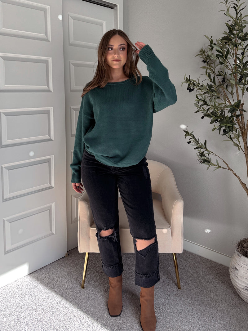 Ashbury Oversized Roll Neck Pullover Sweater (Deep Green)