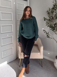 Ashbury Oversized Roll Neck Pullover Sweater (Deep Green)