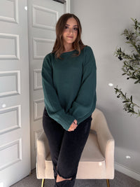 Ashbury Oversized Roll Neck Pullover Sweater (Deep Green)