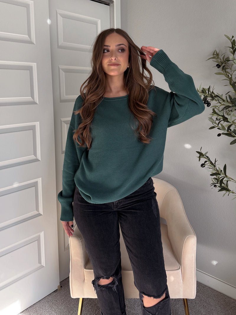 Ashbury Oversized Roll Neck Pullover Sweater (Deep Green)