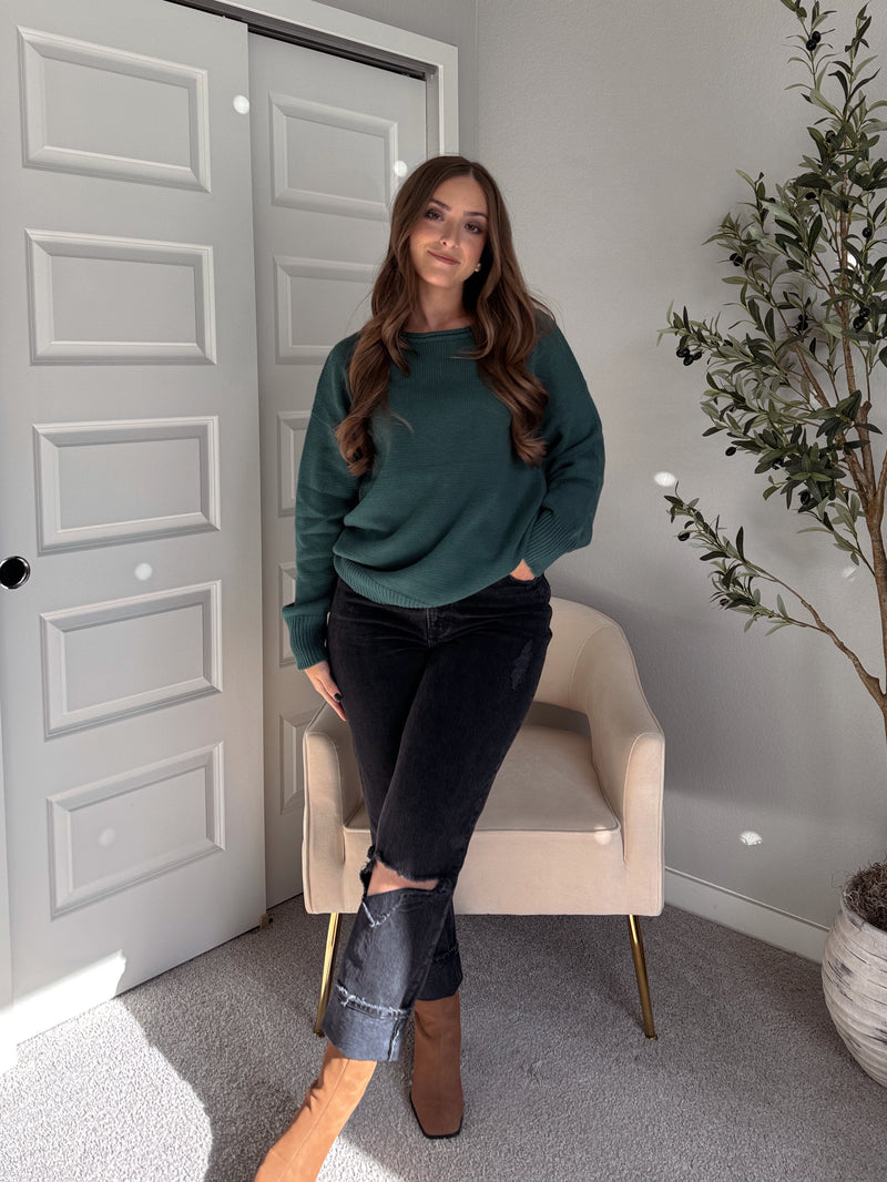 Ashbury Oversized Roll Neck Pullover Sweater (Deep Green)