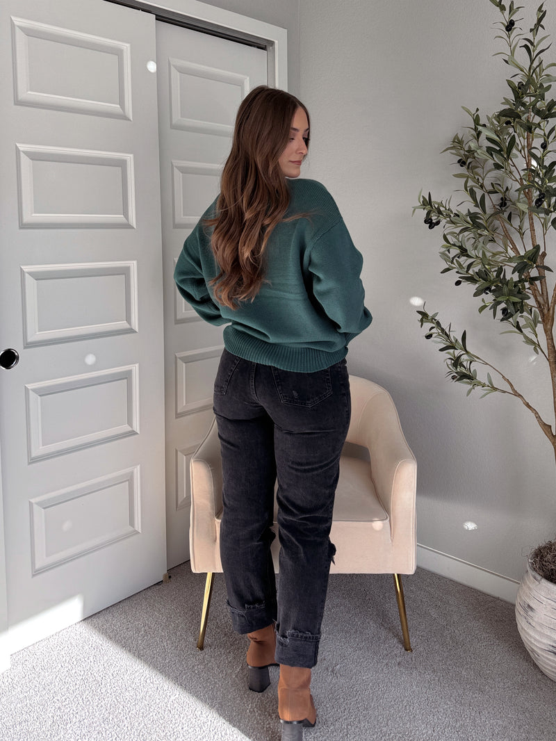 Ashbury Oversized Roll Neck Pullover Sweater (Deep Green)