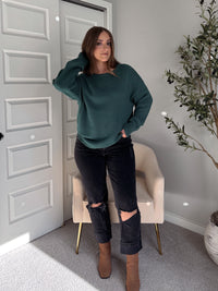 Ashbury Oversized Roll Neck Pullover Sweater (Deep Green)