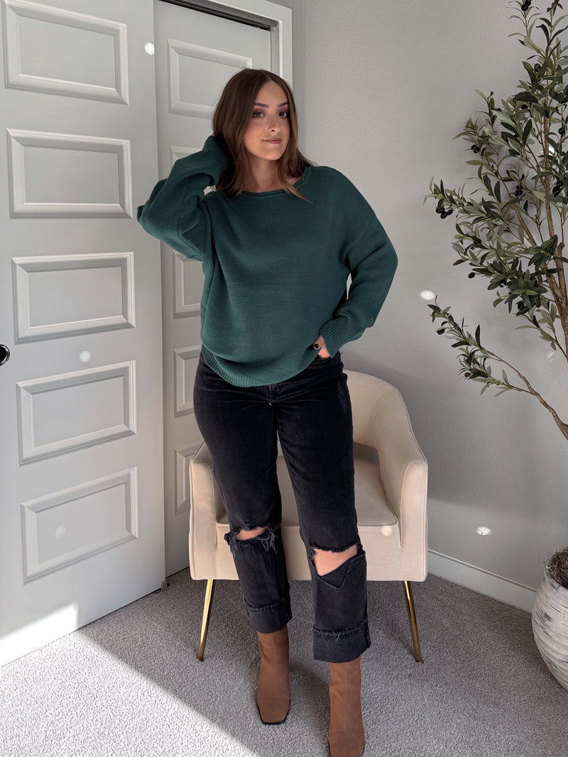 Ashbury Oversized Roll Neck Pullover Sweater (Deep Green)