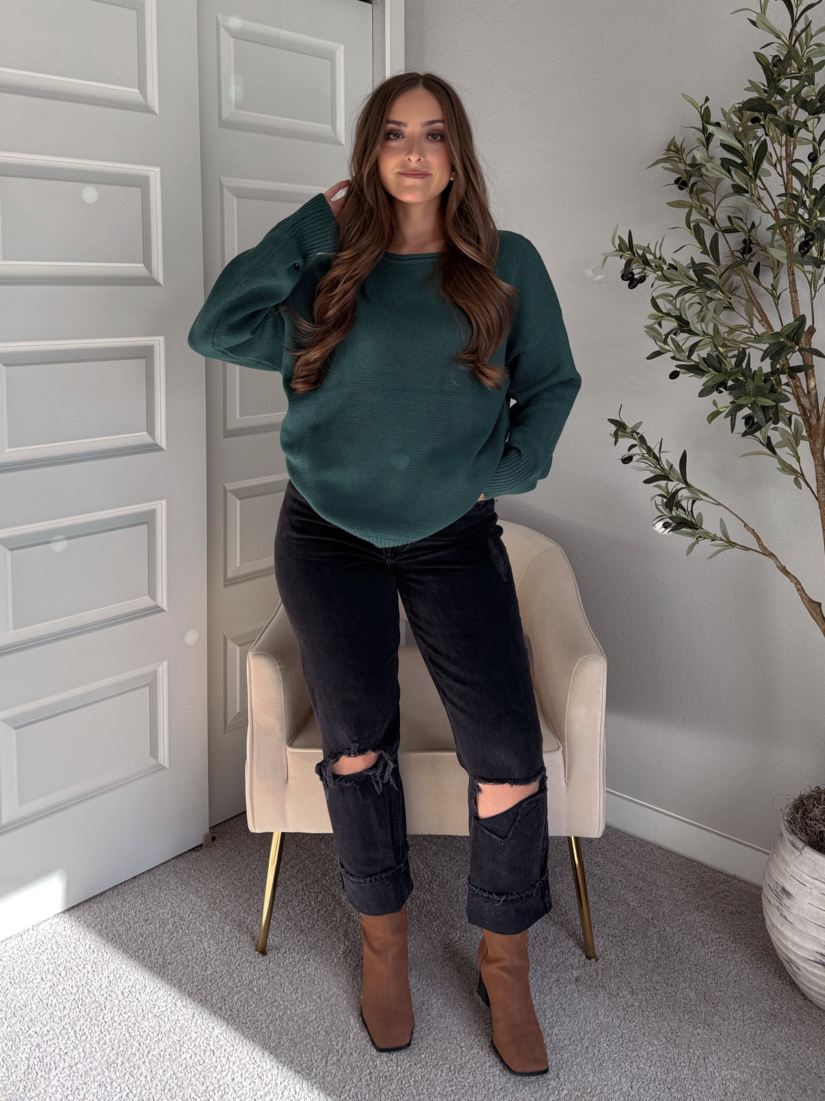 Ashbury Oversized Roll Neck Pullover Sweater (Deep Green)