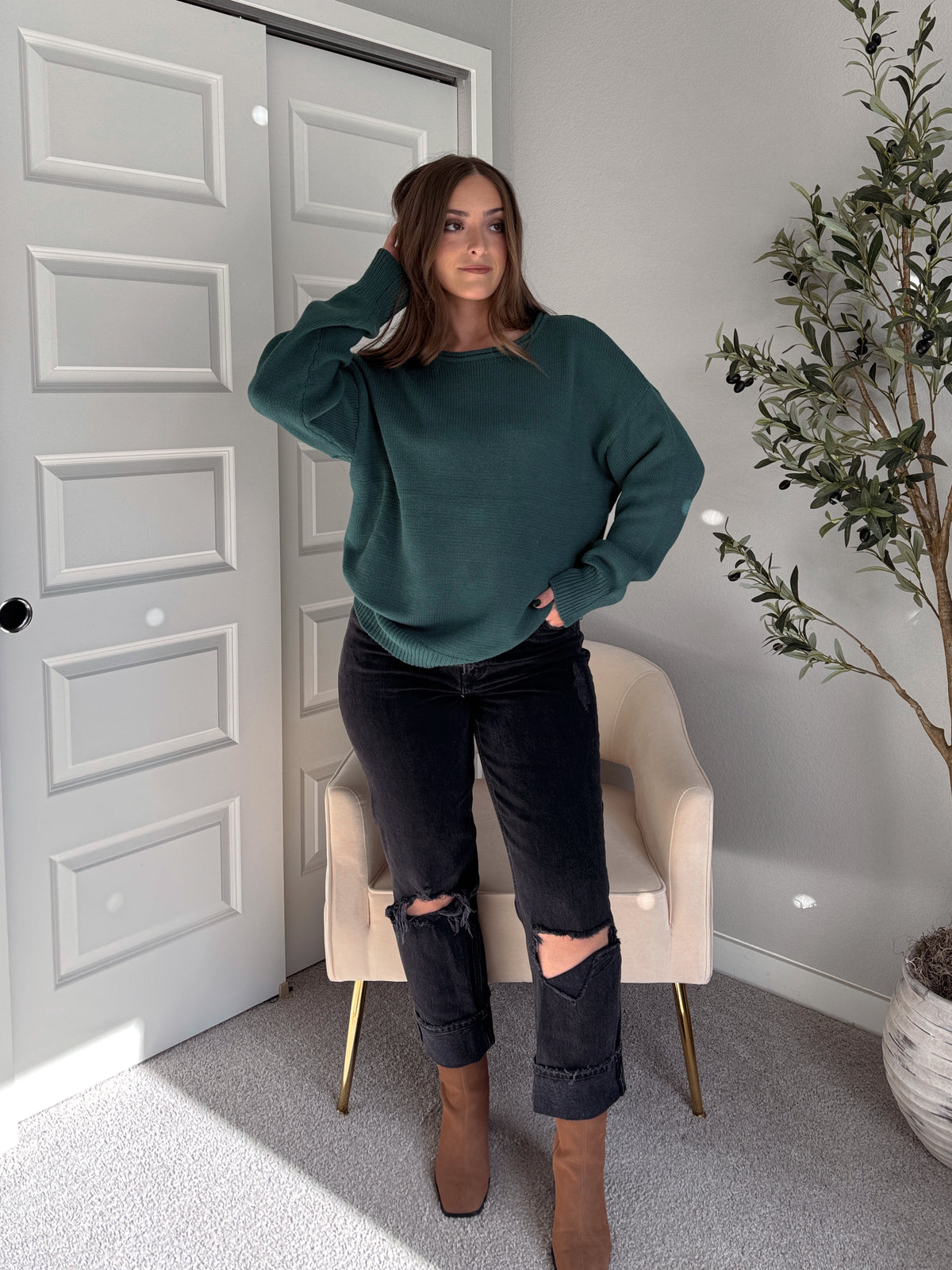 Ashbury Oversized Roll Neck Pullover Sweater (Deep Green)