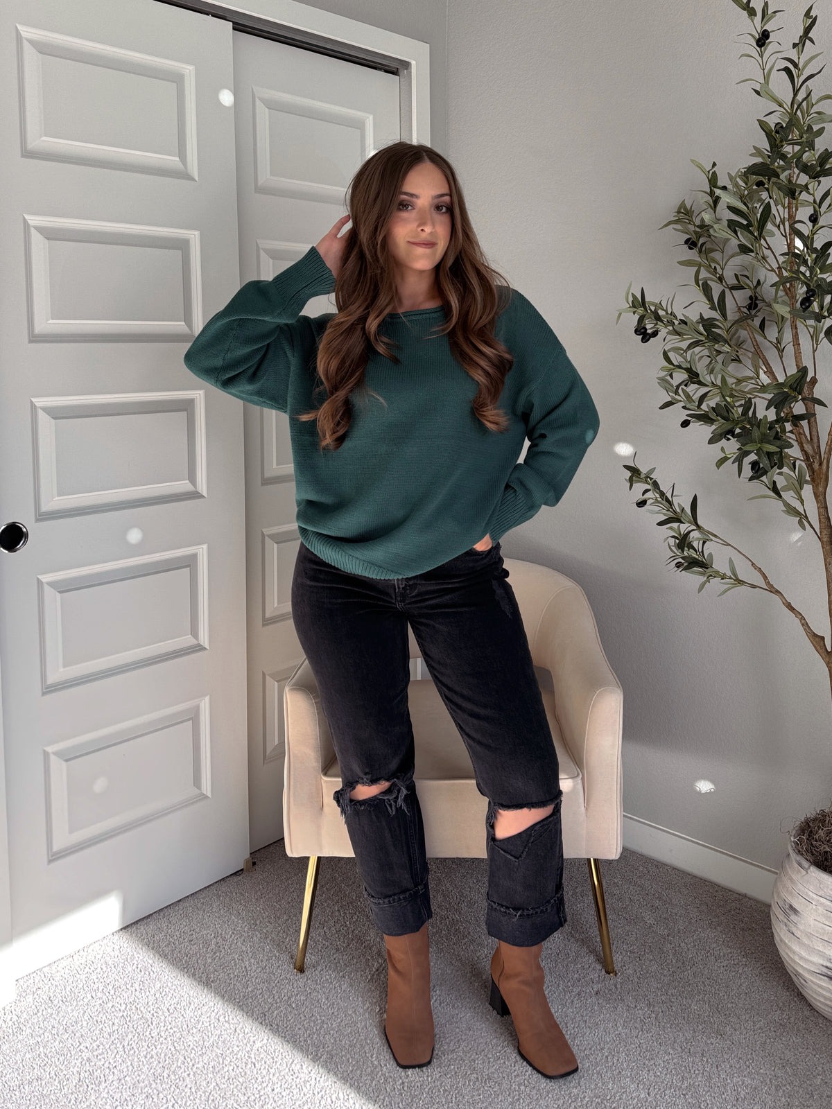 Ashbury Oversized Roll Neck Pullover Sweater (Deep Green)