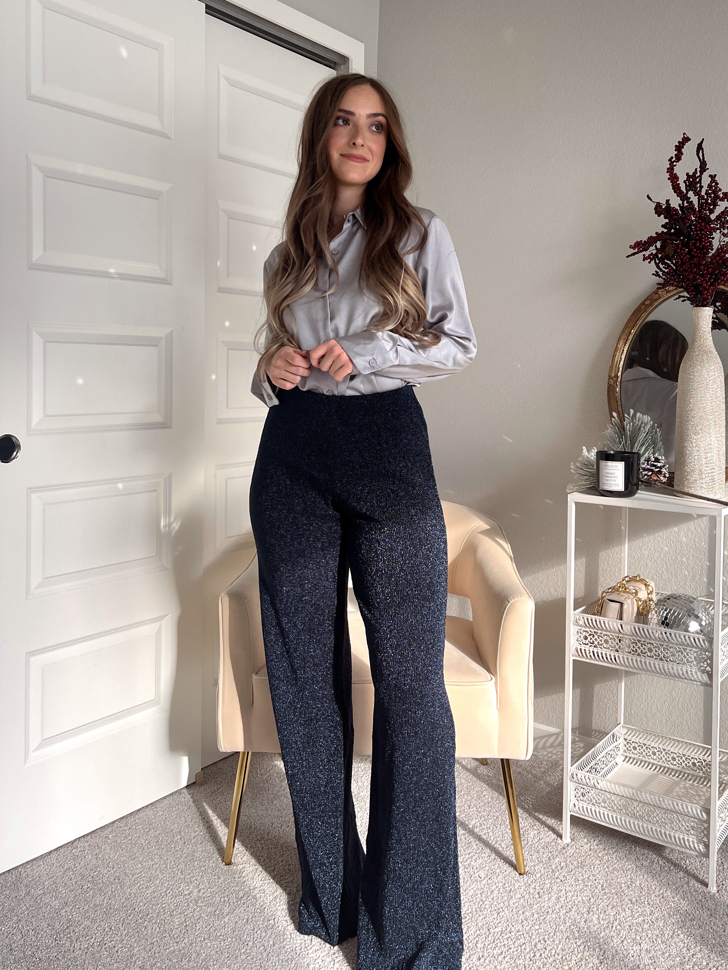Ameri（アメリ）の「UND GLITTER FLARE PANTS（その他パンツ