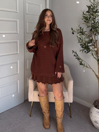 Beckett Oversized Ribbed Tunic Sweater (Brown)