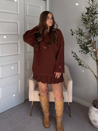 Beckett Oversized Ribbed Tunic Sweater (Brown)