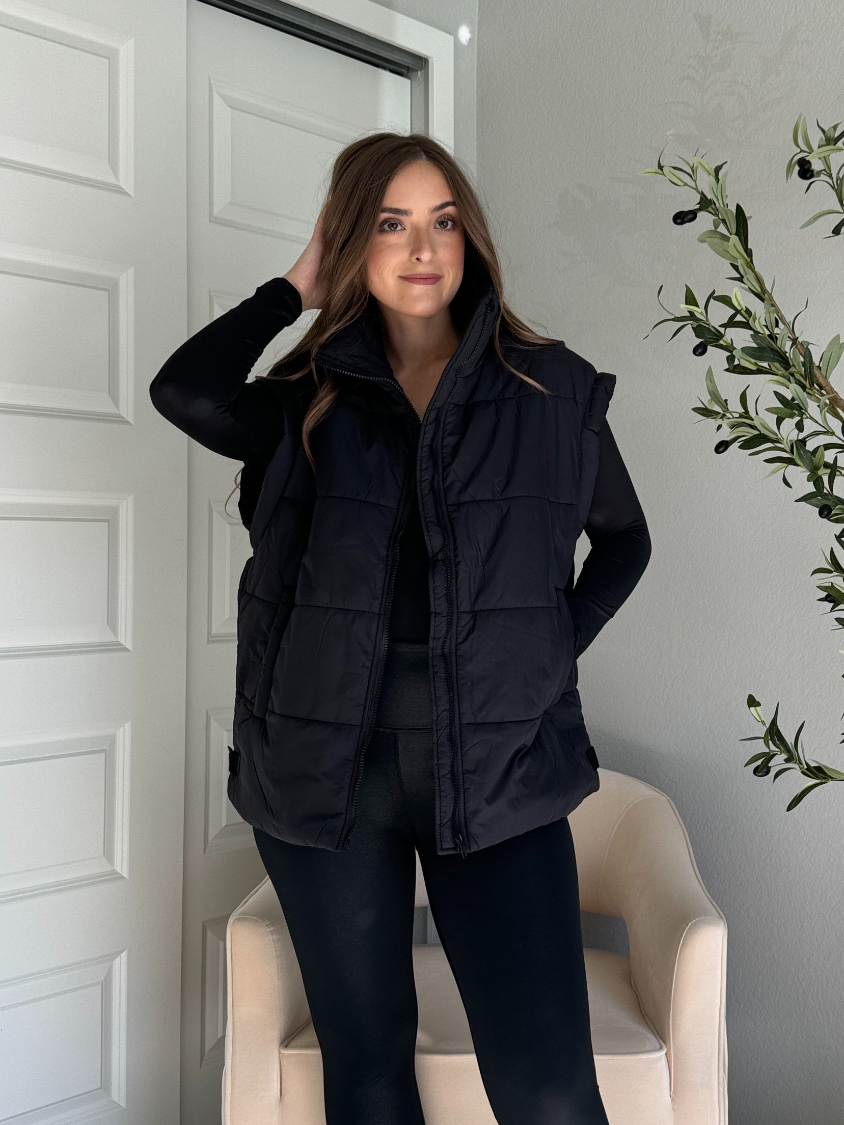 Boise Oversized Puffer Vest Black Large