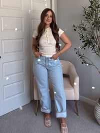 Briar Pointelle Tie Front Top (Butter)