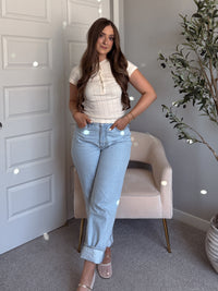 Briar Pointelle Tie Front Top (Butter)