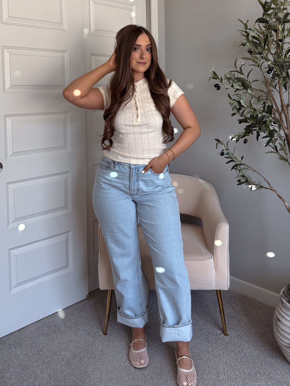 Briar Pointelle Tie Front Top (Butter)