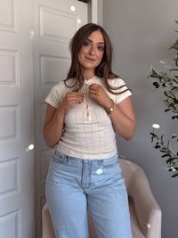 Briar Pointelle Tie Front Top (Butter)
