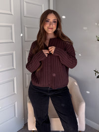 Campbell Wide Ribbed Cardigan (Chocolate)