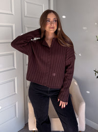 Campbell Wide Ribbed Cardigan (Chocolate)