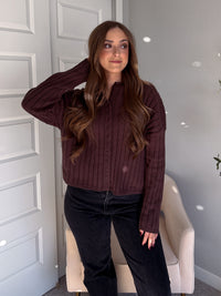 Campbell Wide Ribbed Cardigan (Chocolate)