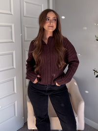 Campbell Wide Ribbed Cardigan (Chocolate)