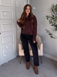 Campbell Wide Ribbed Cardigan (Chocolate)